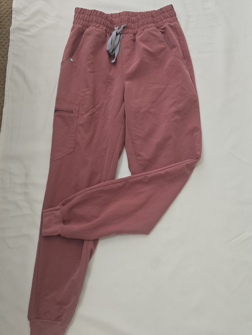 Figs Men's Joggers in Dusty Rose with Gray Drawstring